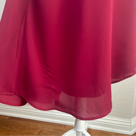 Lulus Wrap Maxi Dress Women,s Medium Burgundy Short Sleeve Slit Flutter New - Picture 9 of 9